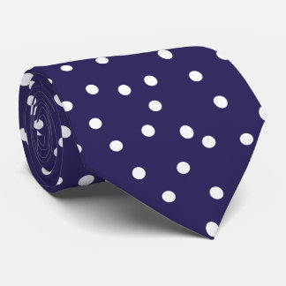 Corbata Elegant Navy Blue White Polka Dots  Groom Gift  