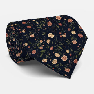 Corbata Elegant Navy Vintage Floral Tie Pattern
