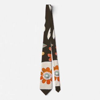 Corbata Elegant Orange Flower Pattern Tie
