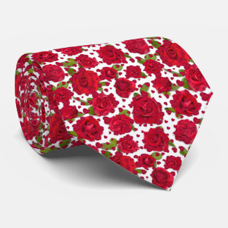 Corbata Elegant Red And Dark Pink Floral Roses Pattern