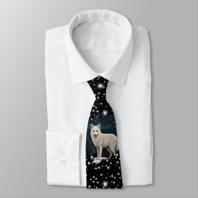 Corbata Elegant retro white winter fox (Atado)