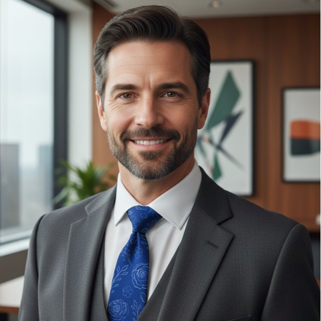 Corbata Elegant Royal Blue Floral Minimalism (Subido por el creador)