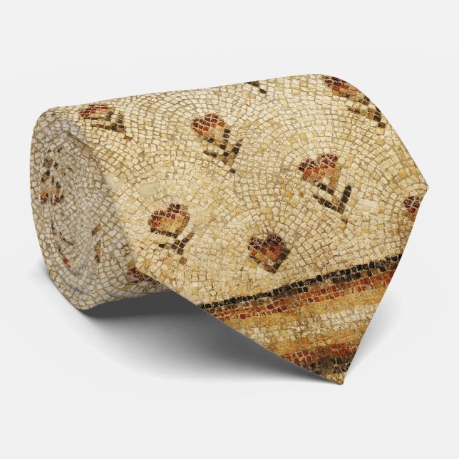 Corbata ELEGANT SIMPLE BYZANTINE MOSAIC FLOWERS Antique  (Enrollado)