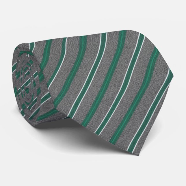 Corbata Elegant Teal Green & Silver Diagonal Striped (Enrollado)