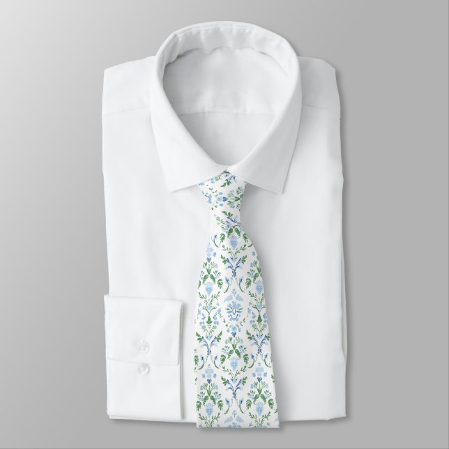 Corbata Elegant white blue green neck tie (Atado)