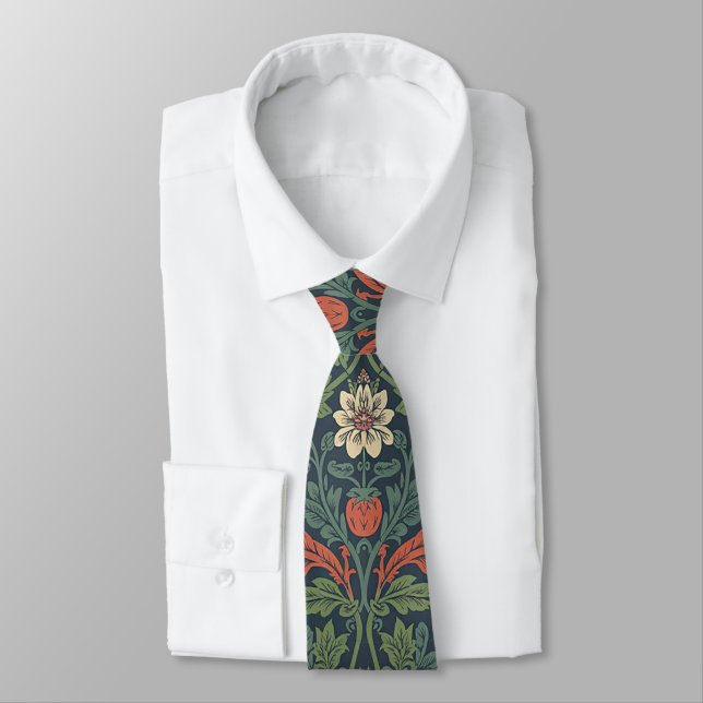 Corbata Elegant William Morris Strawberry Floral Pattern (Atado)