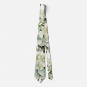 Corbata Elegante acuarela de color verde blanco hidráneas