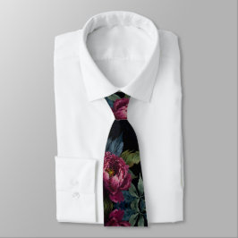 Corbata Elegante acuarela floral rosa oscuro