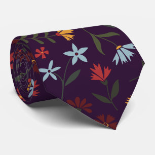 Corbata Elegante acuarela Púrpura Patrón Floral
