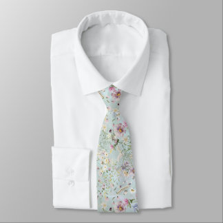 Corbata Elegante Aqua Floral Boda Necktie