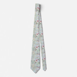 Corbata Elegante Aqua Floral Boda Necktie