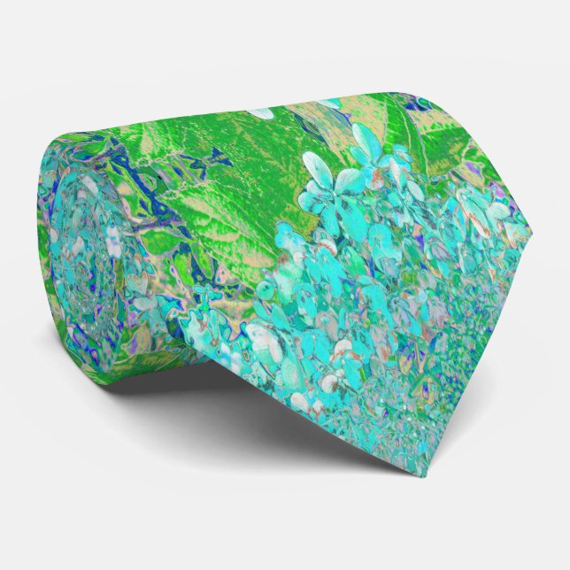 Corbata Elegante Aqua y Green Limelight Hydrangea Detail (Enrollado)