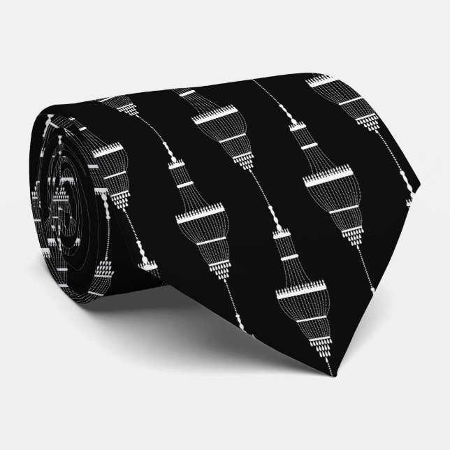 Corbata elegante arte blanco negro patrón Deco (Enrollado)