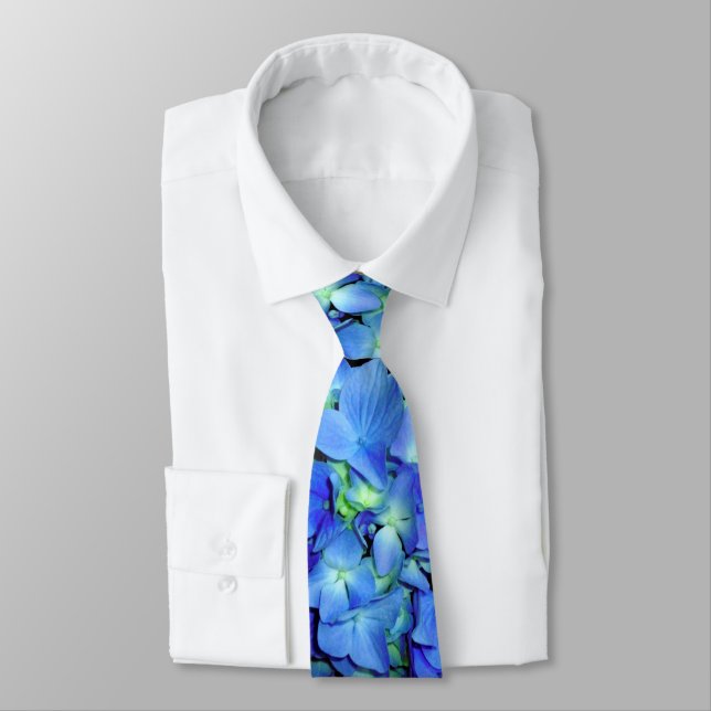 Corbata Elegante azul floral rosas azul hortensias azules (Atado)