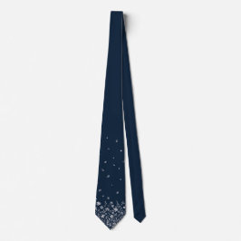 Corbata elegante azul marino con acentos florales 