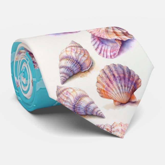 Corbata Elegante Beach Wedding Seashells Perlas Náuticas (Enrollado)