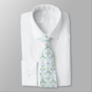 Corbata elegante blanca azul verde