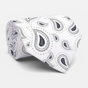 Corbata elegante blanco con azul oscuro