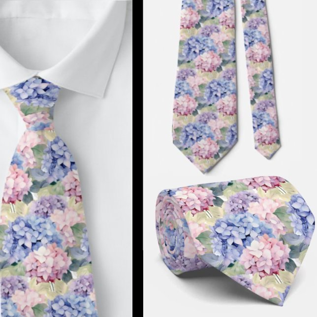 Corbata Elegante Blue Pink Purple Hydrangeas (Subido por el creador)
