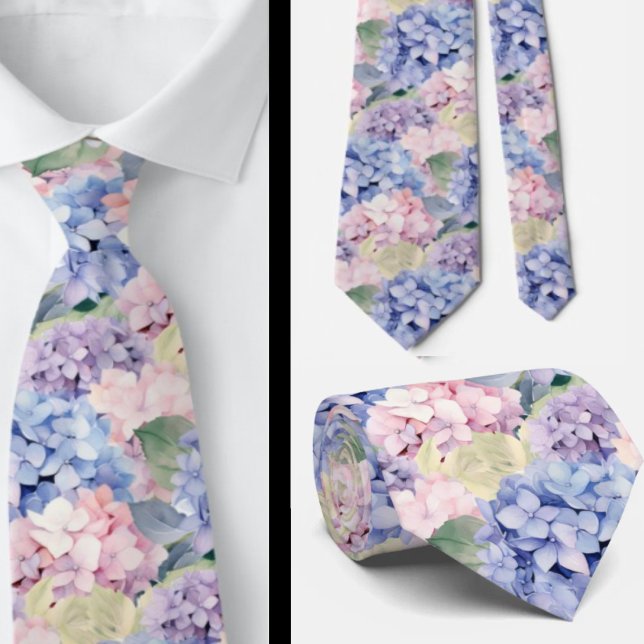 Corbata Elegante Blue Pink Purple Hydrangeas (Subido por el creador)