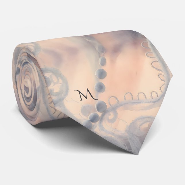 Corbata Elegante Blush Lila Aquarela Encaje de Seda (Enrollado)