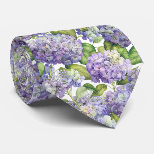 Corbata Elegante Boda de patrón floral púrpura de Hydrange