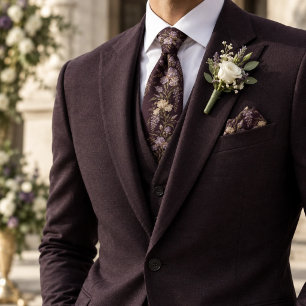 Corbata Elegante Boda Floral de Iris y Wisteria Púrpura