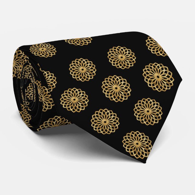 Corbata Elegante Boda negro y Purpurina dorado (Enrollado)