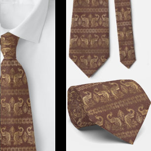 Corbata Elegante Bohemian Boho Rosa Oro Peacock Cuello