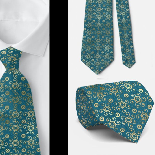 Corbata Elegante Bohemian Boho Verde azulado de lujo (Subido por el creador)