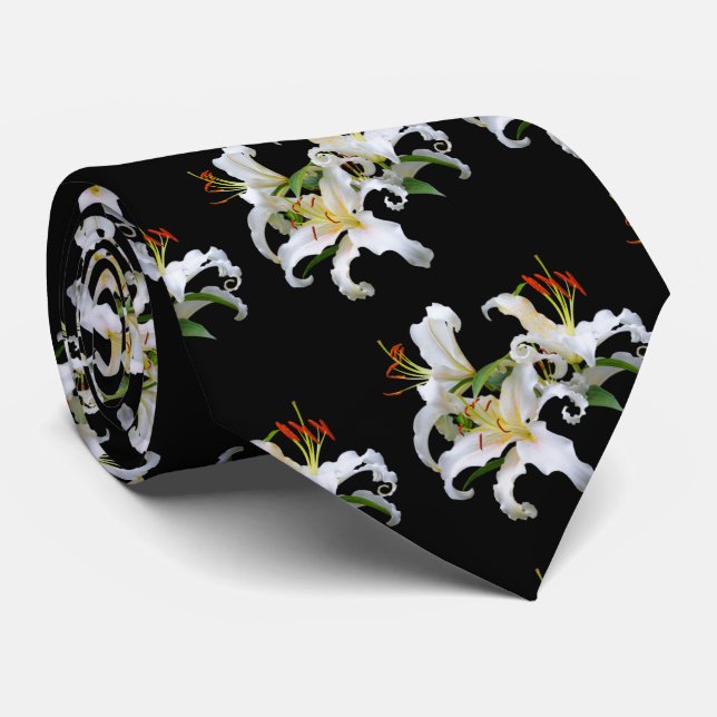 Corbata Elegante Casablanca White Oriental Lilies (Enrollado)