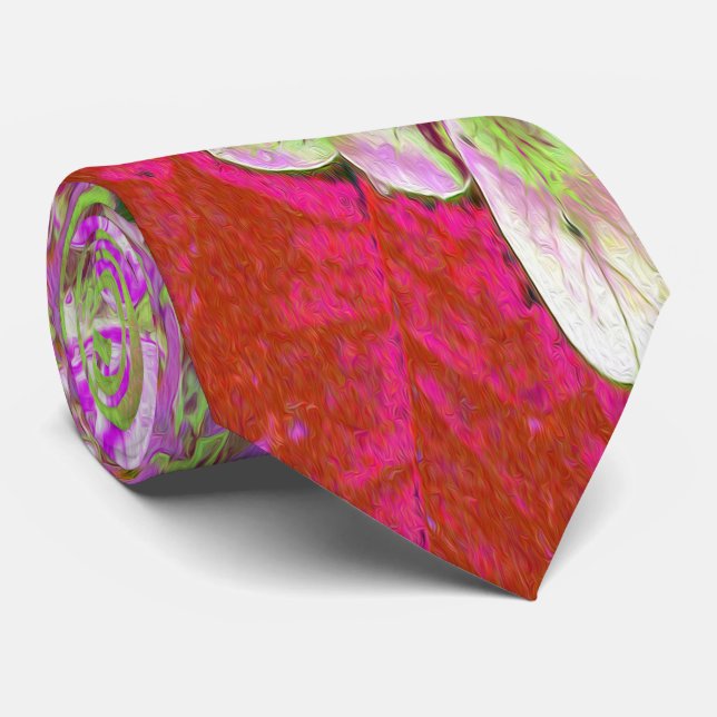 Corbata Elegante Chartreuse Verde, Rosa y Azul Hydrangea (Enrollado)