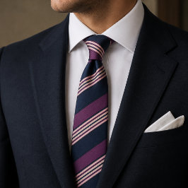 Corbata Elegante ciruela y multiraya navy
