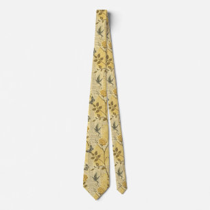Corbata elegante clásica con estampado floral amar