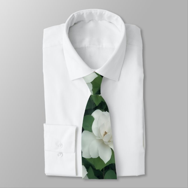 Corbata Elegante clásico verde botánico floral (Atado)