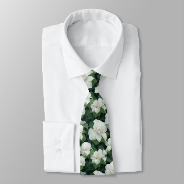 Corbata Elegante clásico verde botánico floral (Atado)