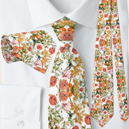 Corbata Elegante Colibrí Floral Sage Green Terracotta