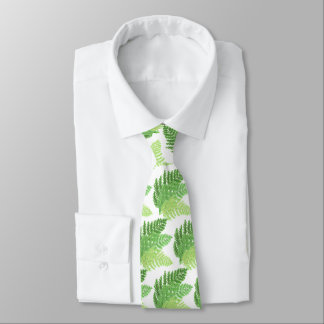 Corbata Elegante color de agua verde helechos hojas de bos