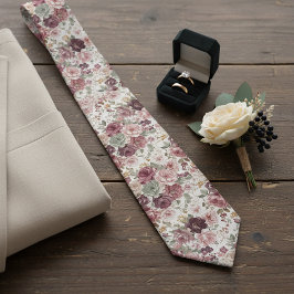 Corbata elegante con arte floral pastel único