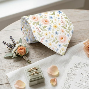 Corbata elegante con estampado de arte floral