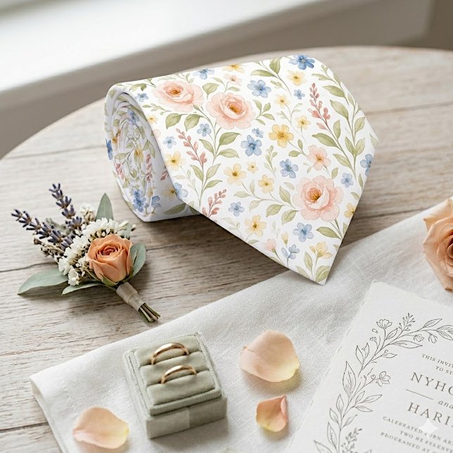 Corbata elegante con estampado de arte floral (Subido por el creador)