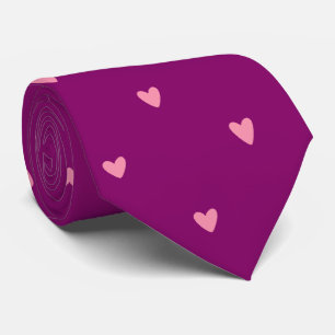 Corbata elegante con patrón de corazón magenta par
