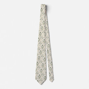 Corbata elegante con patrón de hoja botánica