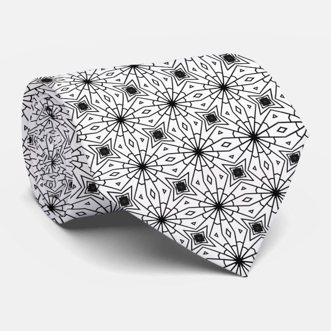 Corbata elegante con patrón geométrico de estrella (Enrollado)
