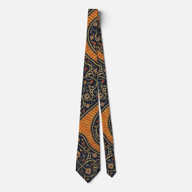 Corbata elegante con patrón persa – Clásico dorado (Anverso)