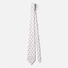 Corbata Elegante copos de nieve blanco y Rosa de oro monov