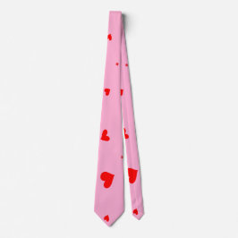 Corbata Elegante Corazones Rojos Día de San Valentín Rosa