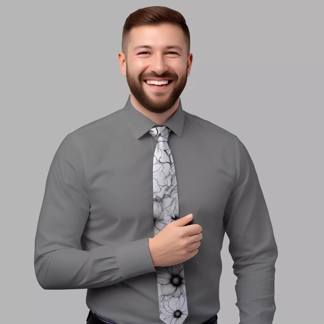 Corbata Elegante cordón floral blanco y negro (Subido por el creador)