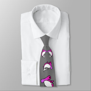 Corbata Elegante cuello personalizado de tiburón rosa y gr