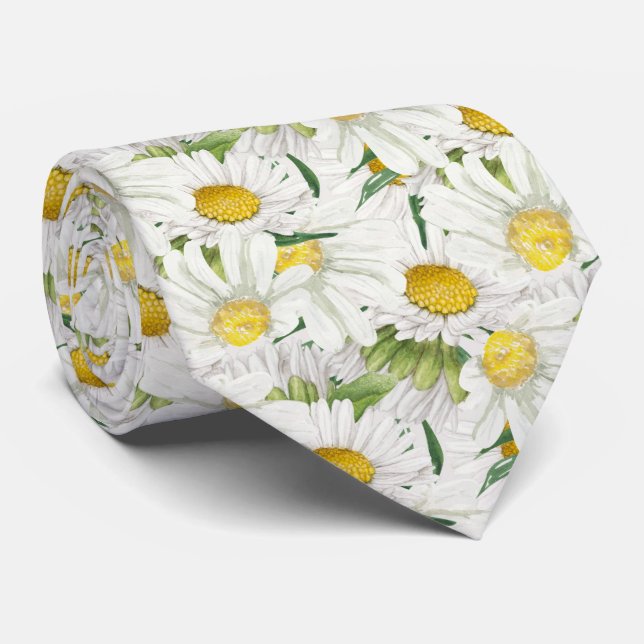Corbata elegante daisy patrón floral (Enrollado)